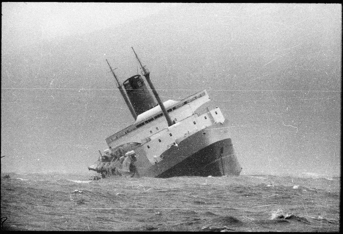 Ship Wahine sinking in Wellington Harbour