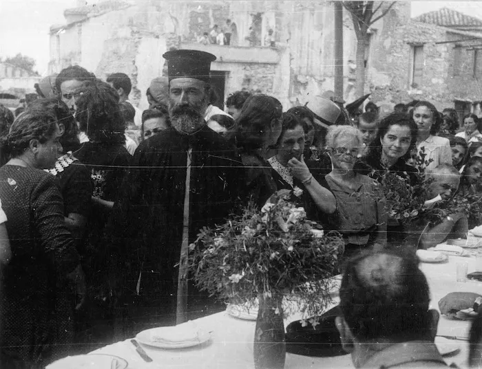 Murphy, J, fl 1945 (photographer): Scene at a lunch at Galatos, Crete, held in honour of the men who took part in the Crete Campaign of 1941