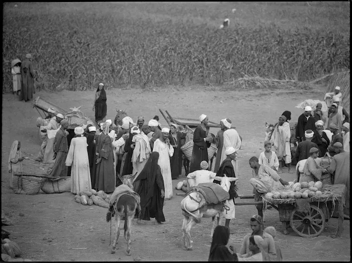 Elevated view of the melon market on Maadi Road, Egypt - Photograph taken by George Kaye
